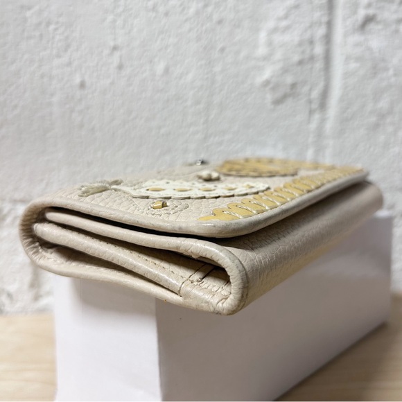 Brighton Masterpiece Collection Melania Wallet Cream/Yellow Pebbled Leather VTG - Picture 3 of 15